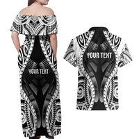Personalised Remember Samoa Black Saturday Couples Matching Off Shoulder Maxi Dress and Hawaiian Shirt Samoa Mo Samoa - Polynesian Pride