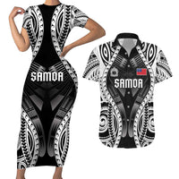 Personalised Remember Samoa Black Saturday Couples Matching Short Sleeve Bodycon Dress and Hawaiian Shirt Samoa Mo Samoa LT05 Black - Polynesian Pride