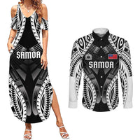 Personalised Remember Samoa Black Saturday Couples Matching Summer Maxi Dress and Long Sleeve Button Shirt Samoa Mo Samoa LT05 Black - Polynesian Pride