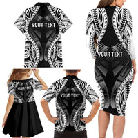 Personalised Remember Samoa Black Saturday Family Matching Long Sleeve Bodycon Dress and Hawaiian Shirt Samoa Mo Samoa LT05 - Polynesian Pride