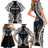 Personalised Remember Samoa Black Saturday Family Matching Short Sleeve Bodycon Dress and Hawaiian Shirt Samoa Mo Samoa LT05 - Polynesian Pride