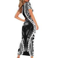 Personalised Remember Samoa Black Saturday Short Sleeve Bodycon Dress Samoa Mo Samoa LT05 - Polynesian Pride