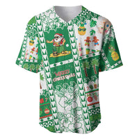 Norfolk Island Christmas Baseball Jersey Festive Beach Vibes LT05 Green - Polynesian Pride
