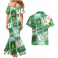 Norfolk Island Christmas Couples Matching Mermaid Dress and Hawaiian Shirt Festive Beach Vibes LT05 - Polynesian Pride
