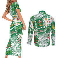 Norfolk Island Christmas Couples Matching Short Sleeve Bodycon Dress and Long Sleeve Button Shirt Festive Beach Vibes - Polynesian Pride