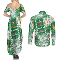 Norfolk Island Christmas Couples Matching Summer Maxi Dress and Long Sleeve Button Shirt Festive Beach Vibes - Polynesian Pride