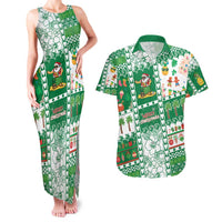 Norfolk Island Christmas Couples Matching Tank Maxi Dress and Hawaiian Shirt Festive Beach Vibes LT05 Green - Polynesian Pride