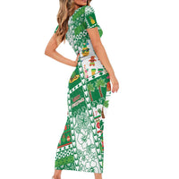 Norfolk Island Christmas Short Sleeve Bodycon Dress Festive Beach Vibes LT05 - Polynesian Pride