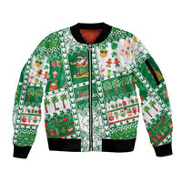 Norfolk Island Christmas Sleeve Zip Bomber Jacket Festive Beach Vibes - Polynesian Pride