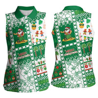 Norfolk Island Christmas Women Sleeveless Polo Shirt Festive Beach Vibes - Polynesian Pride