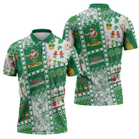 Norfolk Island Christmas Zipper Polo Shirt Festive Beach Vibes - Polynesian Pride