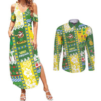 Pitcairn Islands Christmas Couples Matching Summer Maxi Dress and Long Sleeve Button Shirt Festive Beach Vibes - Polynesian Pride