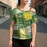 Pitcairn Islands Christmas Cross Shoulder Shirt Festive Beach Vibes LT05 - Polynesian Pride