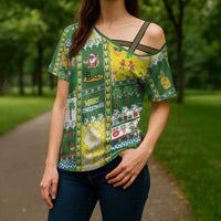 Pitcairn Islands Christmas Cross Shoulder Shirt Festive Beach Vibes LT05 - Polynesian Pride