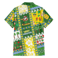 Pitcairn Islands Christmas Family Matching Off The Shoulder Long Sleeve Dress and Hawaiian Shirt Festive Beach Vibes - Polynesian Pride