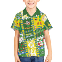 Pitcairn Islands Christmas Family Matching Off The Shoulder Long Sleeve Dress and Hawaiian Shirt Festive Beach Vibes - Polynesian Pride