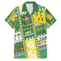 Pitcairn Islands Christmas Family Matching Off Shoulder Short Dress and Hawaiian Shirt Festive Beach Vibes - Polynesian Pride
