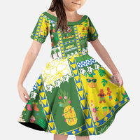 Pitcairn Islands Christmas Family Matching Short Sleeve Bodycon Dress and Hawaiian Shirt Festive Beach Vibes - Polynesian Pride