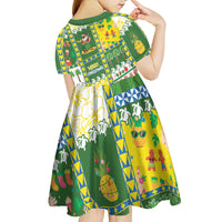 Pitcairn Islands Christmas Kid Short Sleeve Dress Festive Beach Vibes LT05 - Polynesian Pride
