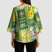 Pitcairn Islands Christmas Kimono Sleeve Blouse Festive Beach Vibes - Polynesian Pride