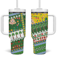 Pitcairn Islands Christmas Tumbler With Handle Festive Beach Vibes LT05 One Size: 40 oz Colorful - Polynesian Pride