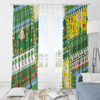 Pitcairn Islands Christmas Window Curtain Festive Beach Vibes - Polynesian Pride