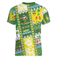 Pitcairn Islands Christmas Women V-Neck T-Shirt Festive Beach Vibes - Polynesian Pride