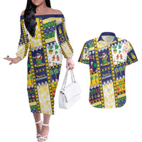 Tokelau Christmas Couples Matching Off The Shoulder Long Sleeve Dress and Hawaiian Shirt Festive Beach Vibes - Polynesian Pride