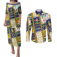 Tokelau Christmas Couples Matching Puletasi and Long Sleeve Button Shirt Festive Beach Vibes LT05 Colorful - Polynesian Pride