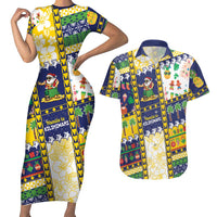 Tokelau Christmas Couples Matching Short Sleeve Bodycon Dress and Hawaiian Shirt Festive Beach Vibes - Polynesian Pride