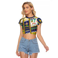 Tokelau Christmas Raglan Cropped T Shirt Festive Beach Vibes LT05 Female Colorful - Polynesian Pride
