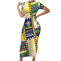 Tokelau Christmas Short Sleeve Bodycon Dress Festive Beach Vibes LT05 Long Dress Colorful - Polynesian Pride