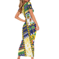 Tokelau Christmas Short Sleeve Bodycon Dress Festive Beach Vibes LT05 - Polynesian Pride