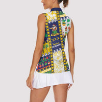 Tokelau Christmas Women Sleeveless Polo Shirt Festive Beach Vibes - Polynesian Pride