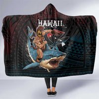 Hawaii Ikaika Hooded Blanket Hawaiian Mythic Koa Tribal Warrior LT05 One Size Black - Polynesian Pride