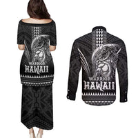 Hawaiian Ikaika Warrior Couples Matching Puletasi and Long Sleeve Button Shirt Tribal Pattern