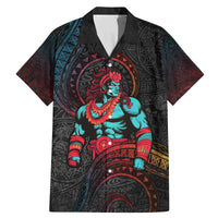 Hawaiian Demigod Maui Family Matching Mermaid Dress and Hawaiian Shirt Polynesian Mythology LT05 Dad's Shirt - Short Sleeve Black - Polynesian Pride