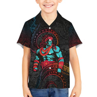 Hawaiian Demigod Maui Family Matching Off Shoulder Short Dress and Hawaiian Shirt Polynesian Mythology LT05 Son's Shirt Black - Polynesian Pride