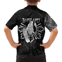 Philippines Tribal Family Matching Off Shoulder Short Dress and Hawaiian Shirt King Lapu Lapu Black Version