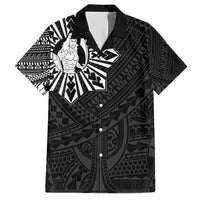 Philippines Tribal Family Matching Short Sleeve Bodycon Dress and Hawaiian Shirt King Lapu Lapu Black Version
