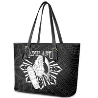Philippines Tribal Leather Tote Bag King Lapu Lapu Black Version