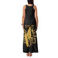 Philippines Tribal Family Matching Tank Maxi Dress and Hawaiian Shirt King Lapu Lapu Gold Version