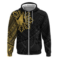 Philippines Tribal Zip Hoodie King Lapu Lapu Gold Version