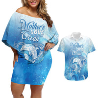 Mother's Love Is Deeper Than Ocean Couples Matching Off Shoulder Short Dress and Hawaiian Shirt Polynesian Style