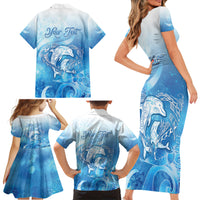 Mother's Love Is Deeper Than Ocean Family Matching Short Sleeve Bodycon Dress and Hawaiian Shirt Polynesian Style