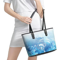 Mother's Love Is Deeper Than Ocean Leather Tote Bag Polynesian Style