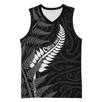 Personalised New Zealand Chur Bro Basketball Jersey Maori Koru With Silver Fern