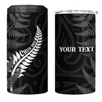 Personalised New Zealand Chur Bro 4 in 1 Can Cooler Tumbler Maori Koru With Silver Fern