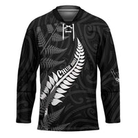 Personalised New Zealand Chur Bro Hockey Jersey Maori Koru With Silver Fern LT05 Unisex Black - Polynesian Pride