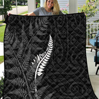 New Zealand Chur Bro Quilt Maori Koru With Silver Fern LT05 Black - Polynesian Pride